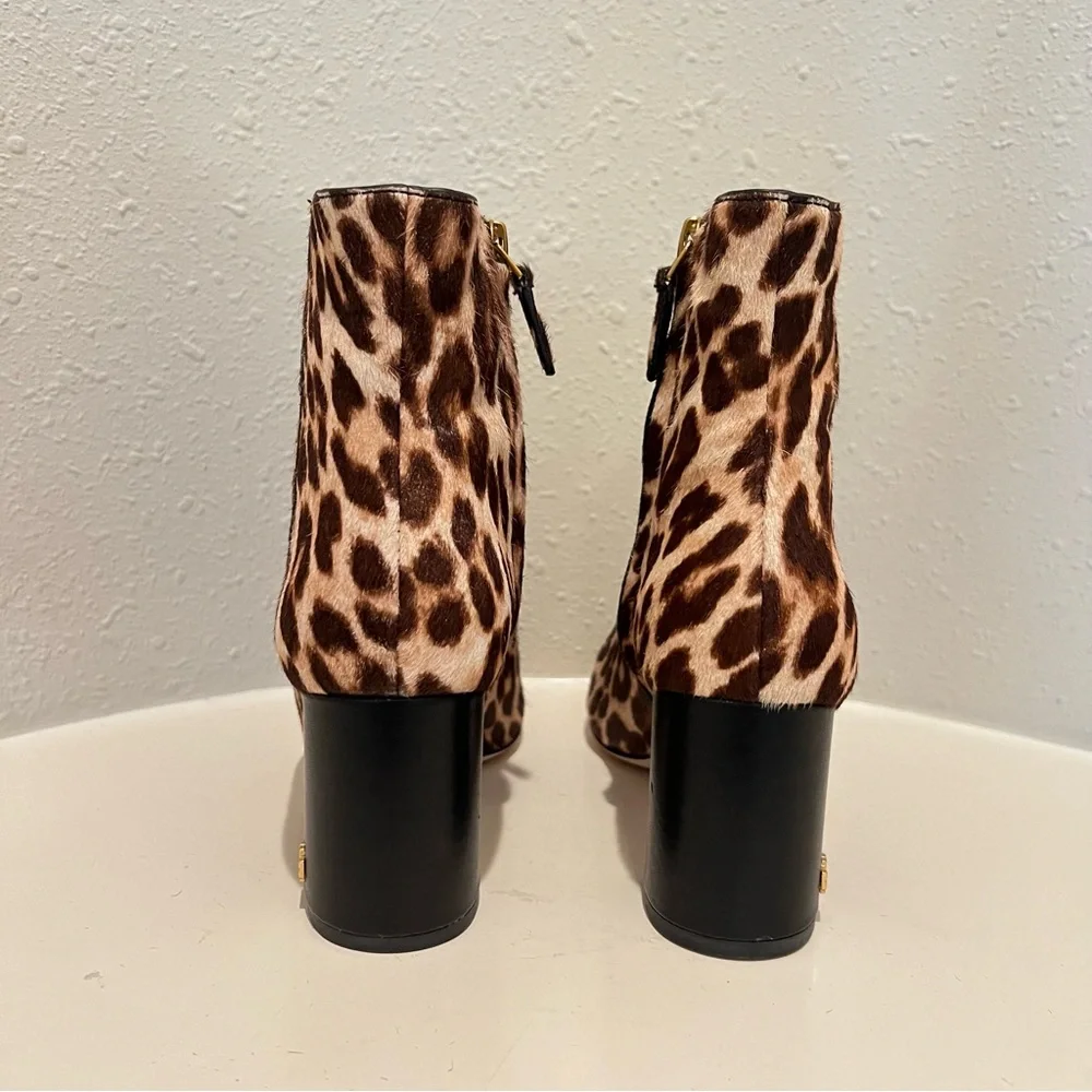 Tory Burch Brooke Leopard Print  Calfhair Women’s  Booties Size 6.5 NIB